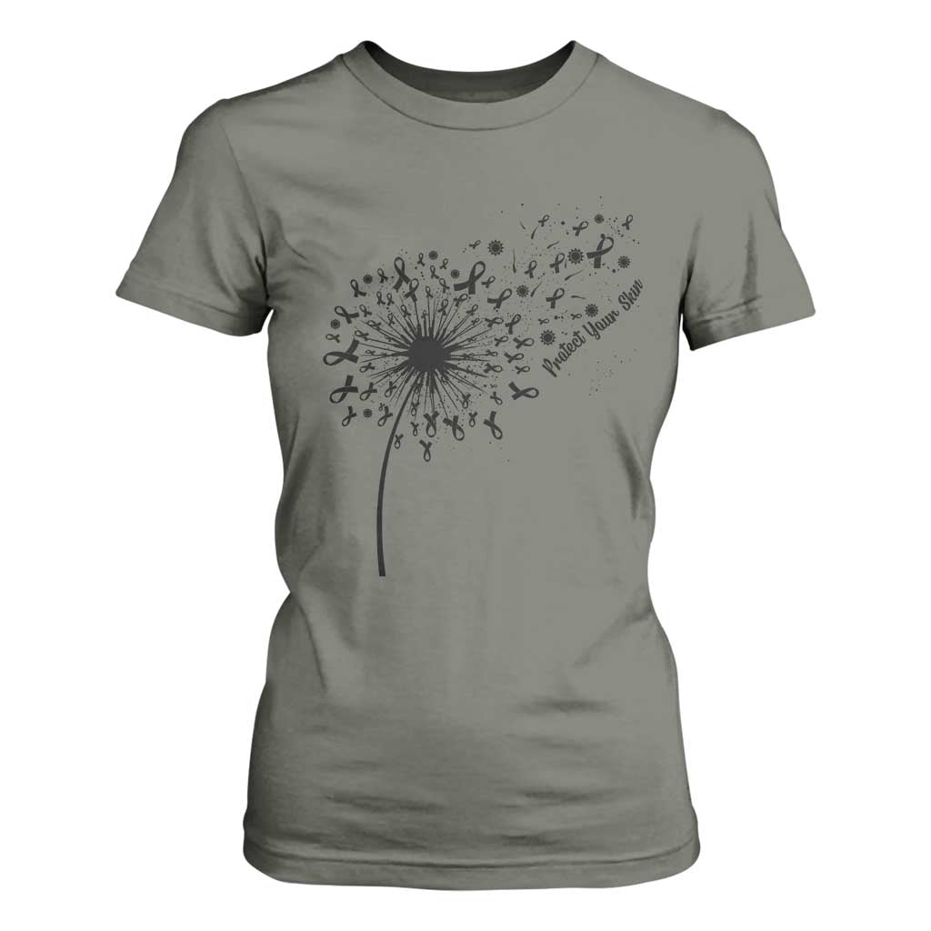 Protect Your Skin T Shirt For Women Melanoma Support Dandelion Gift