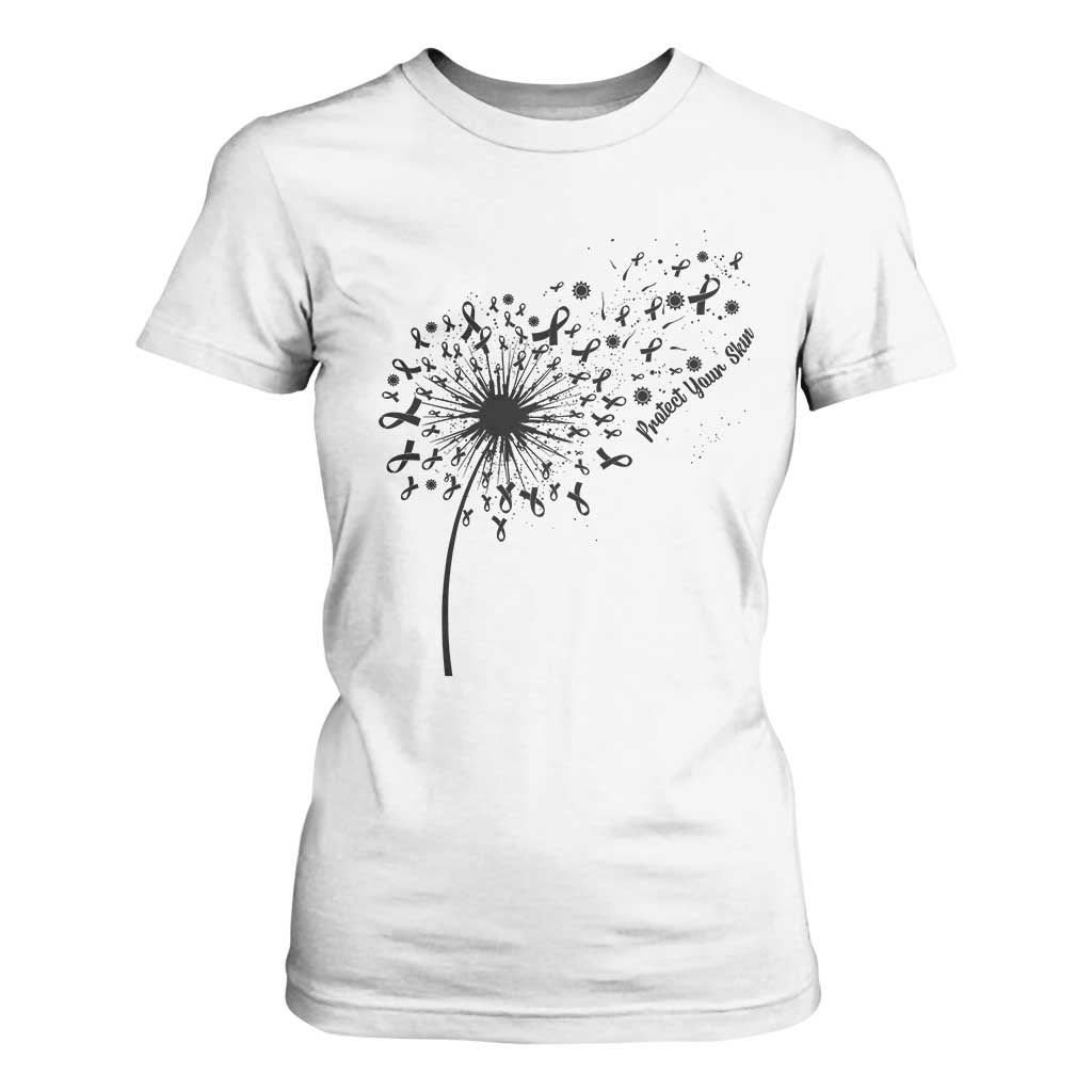 Protect Your Skin T Shirt For Women Melanoma Support Dandelion Gift