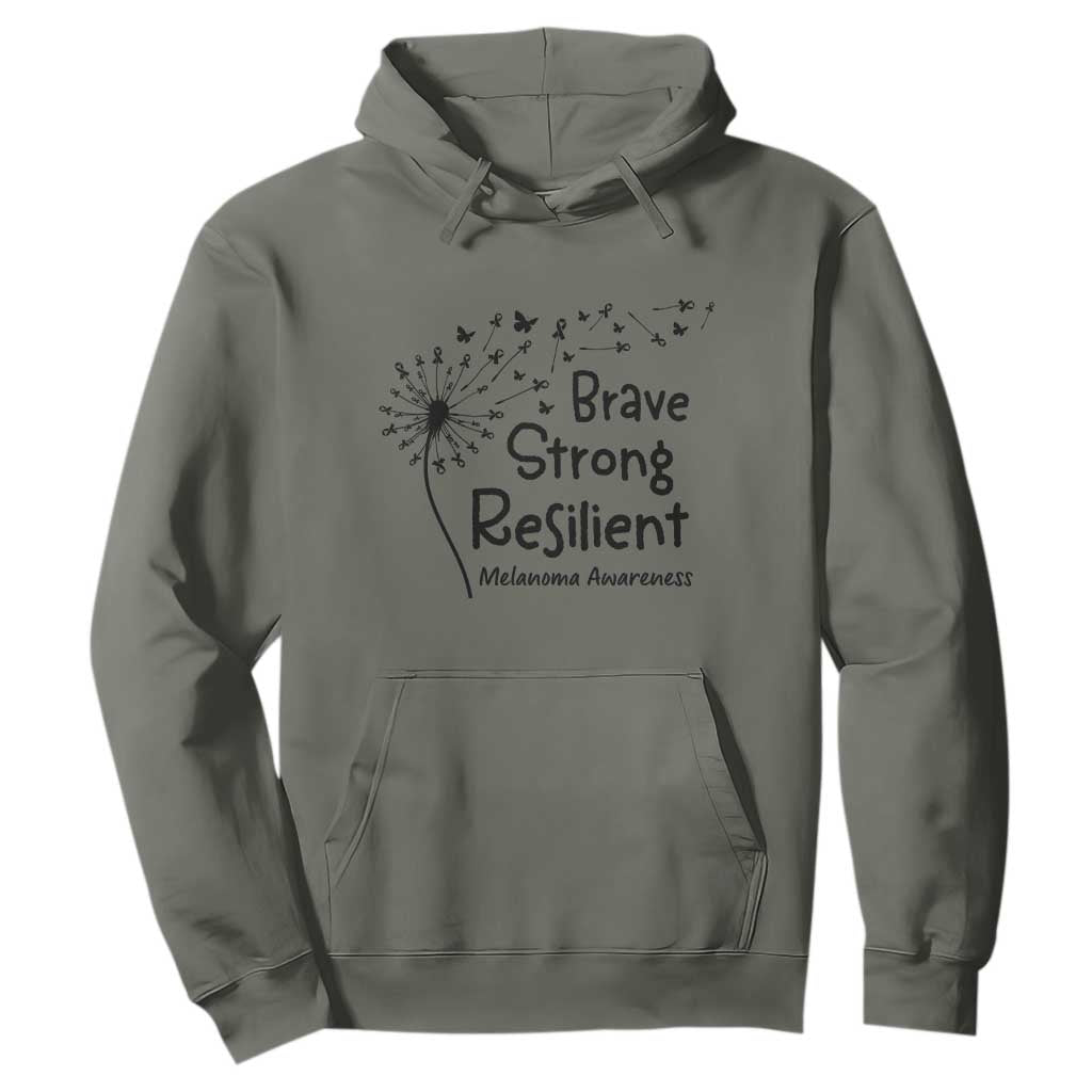 Brave Strong Resilient Hoodie Melanoma Warrior Dandelion Gift