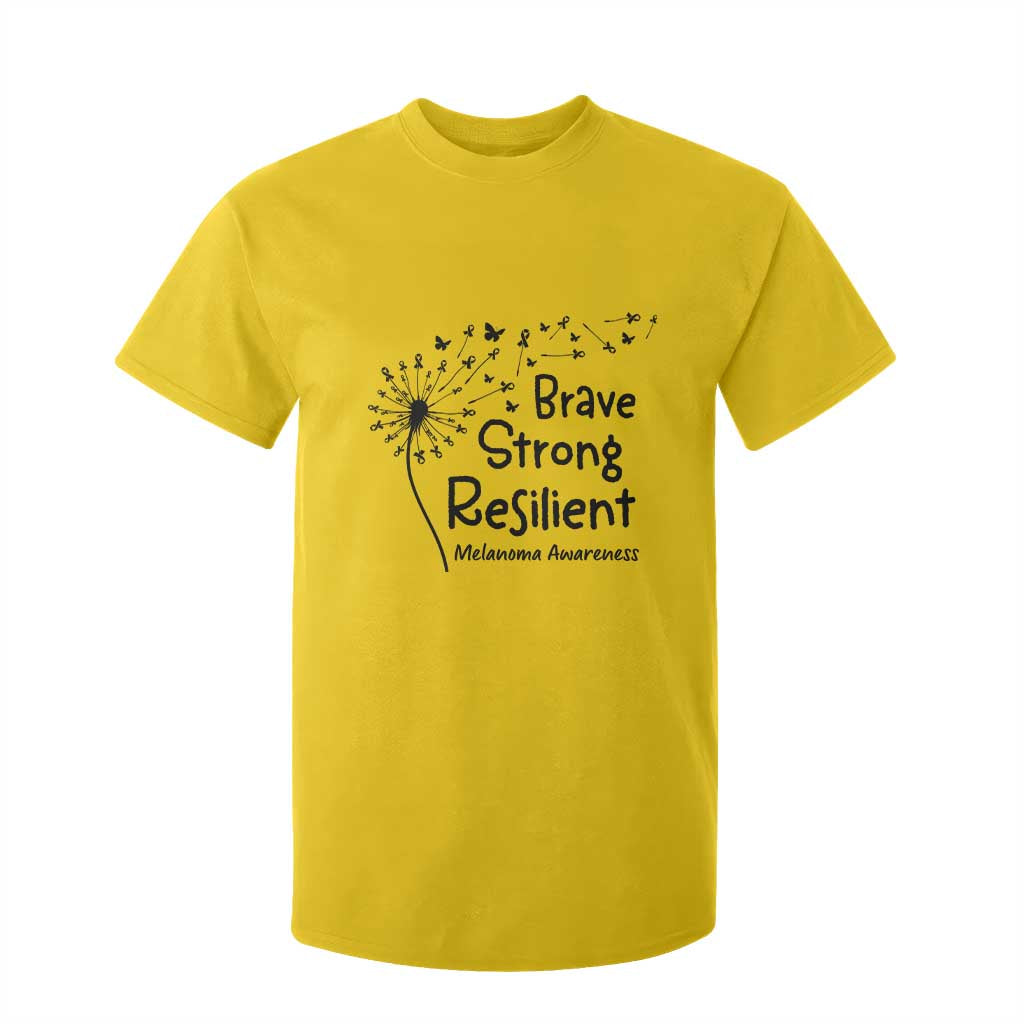 Brave Strong Resilient T Shirt For Kid Melanoma Warrior Dandelion Gift