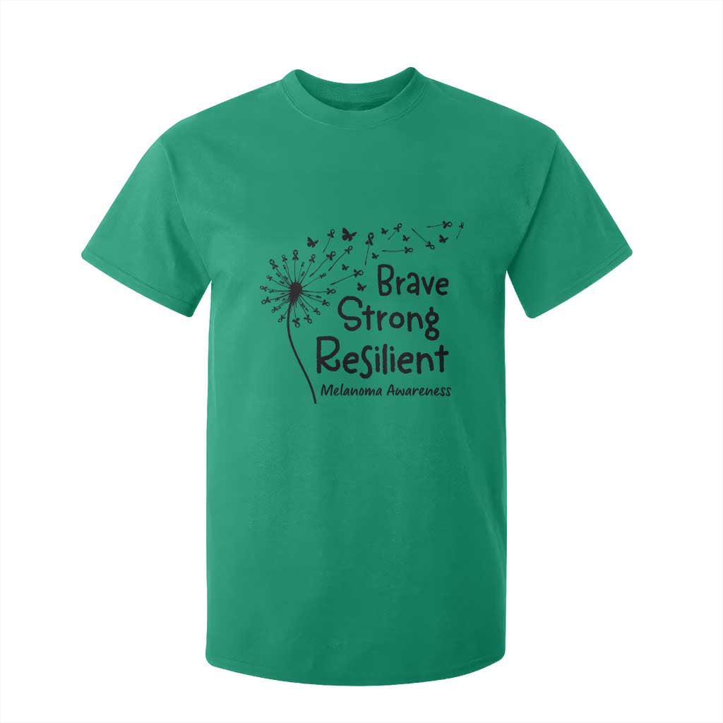 Brave Strong Resilient T Shirt For Kid Melanoma Warrior Dandelion Gift