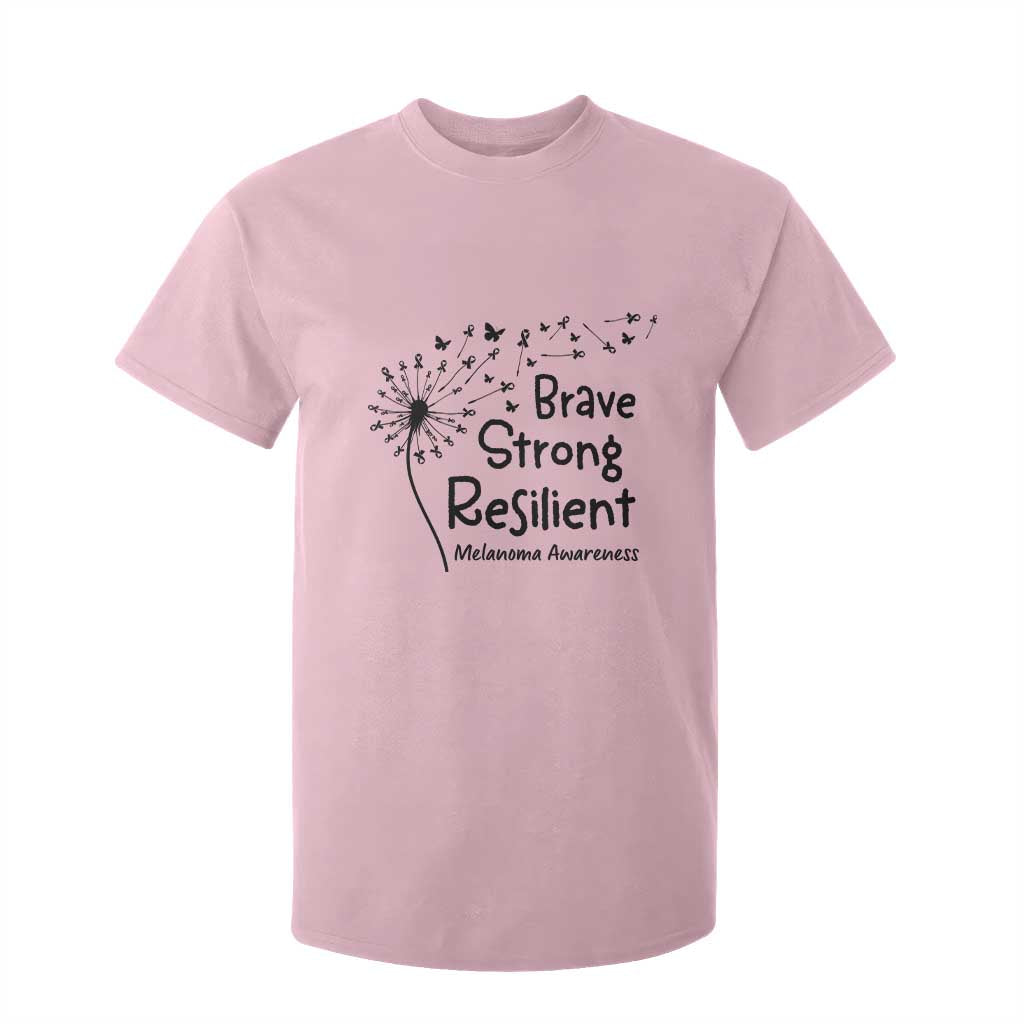 Brave Strong Resilient T Shirt For Kid Melanoma Warrior Dandelion Gift