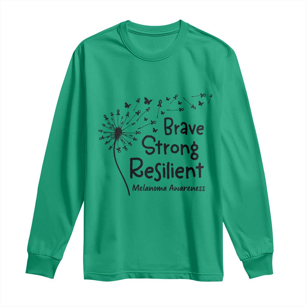 Brave Strong Resilient Long Sleeve Shirt Melanoma Warrior Dandelion Gift