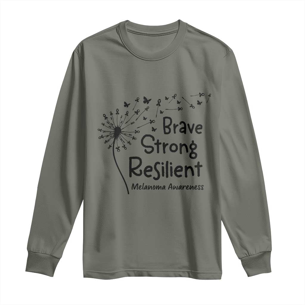 Brave Strong Resilient Long Sleeve Shirt Melanoma Warrior Dandelion Gift