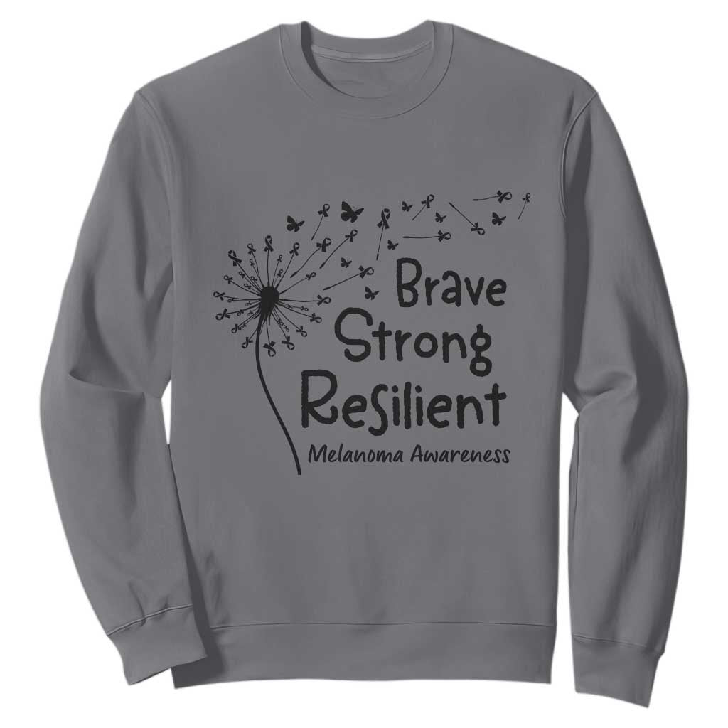 Brave Strong Resilient Sweatshirt Melanoma Warrior Dandelion Gift