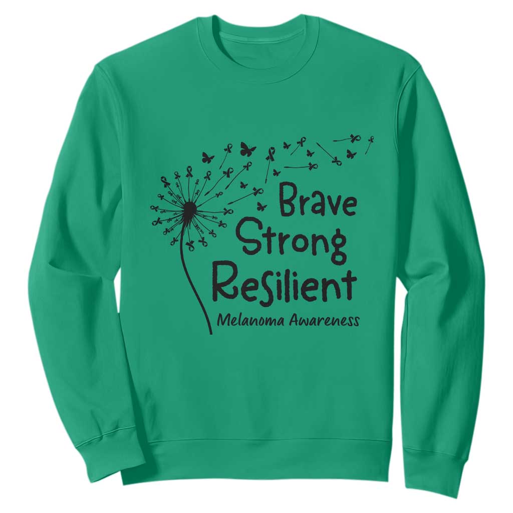 Brave Strong Resilient Sweatshirt Melanoma Warrior Dandelion Gift