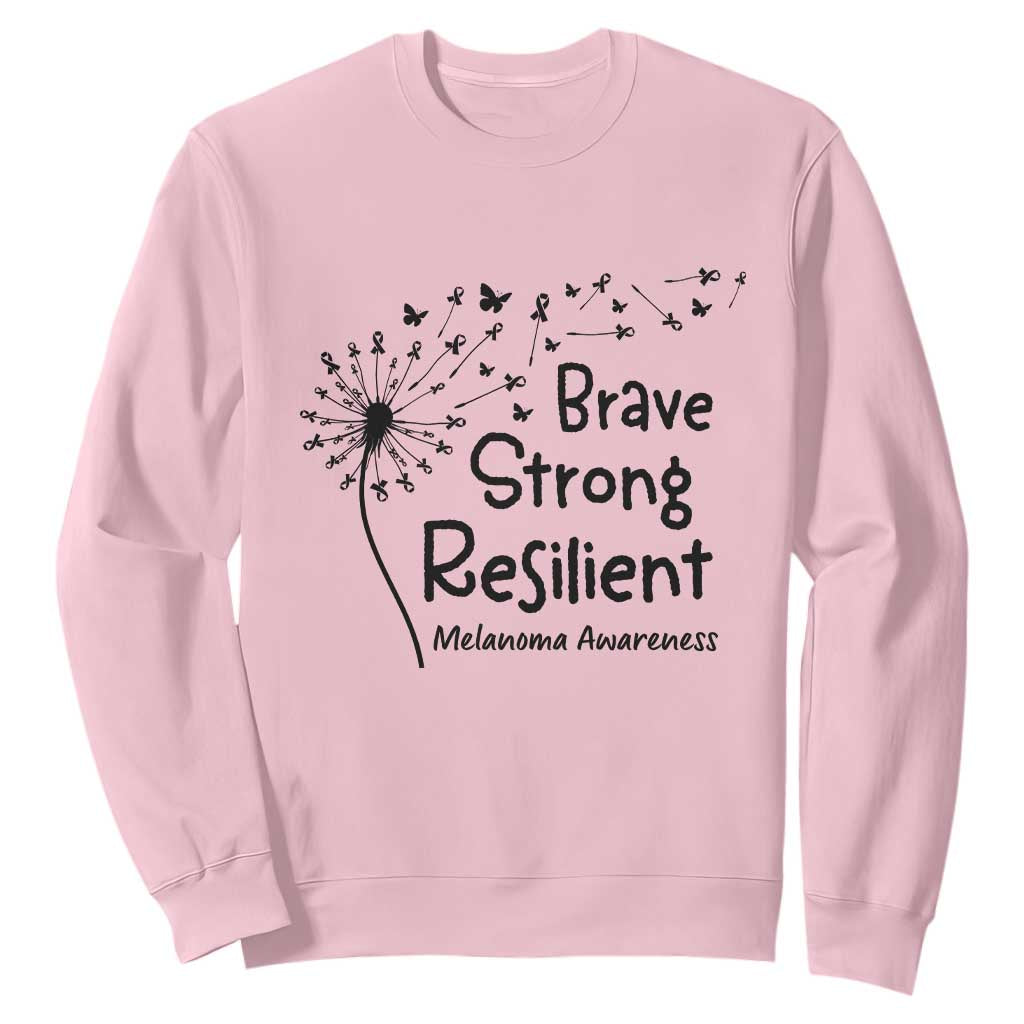 Brave Strong Resilient Sweatshirt Melanoma Warrior Dandelion Gift