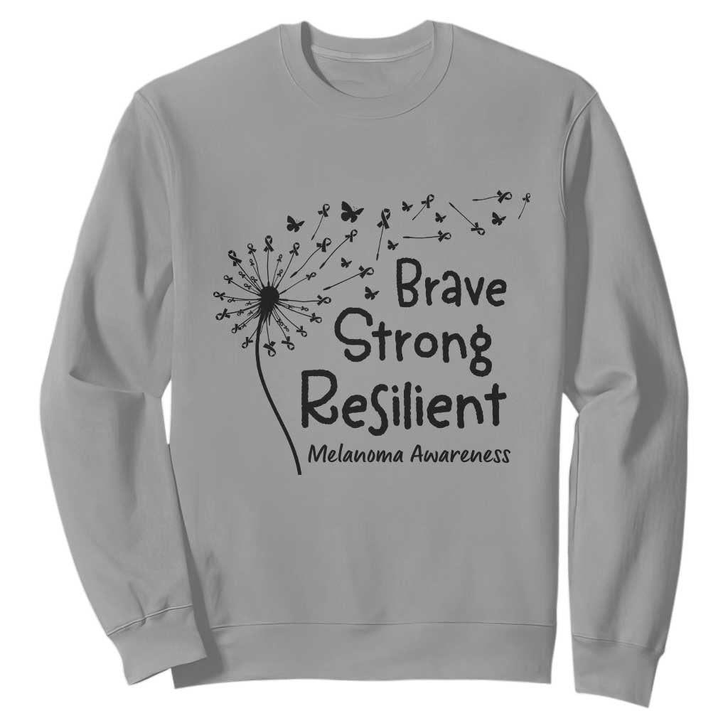 Brave Strong Resilient Sweatshirt Melanoma Warrior Dandelion Gift