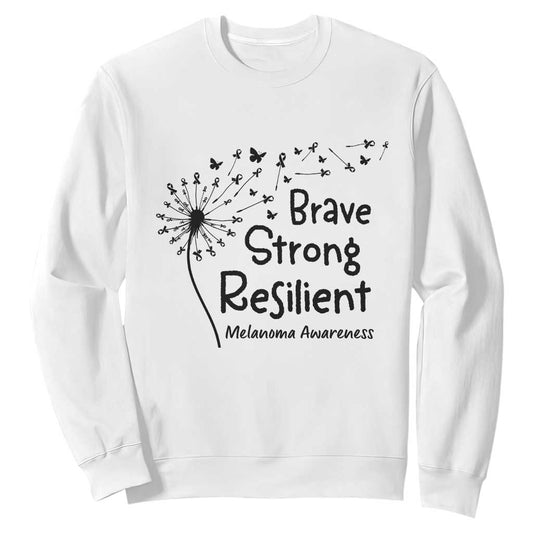 Brave Strong Resilient Sweatshirt Melanoma Warrior Dandelion Gift