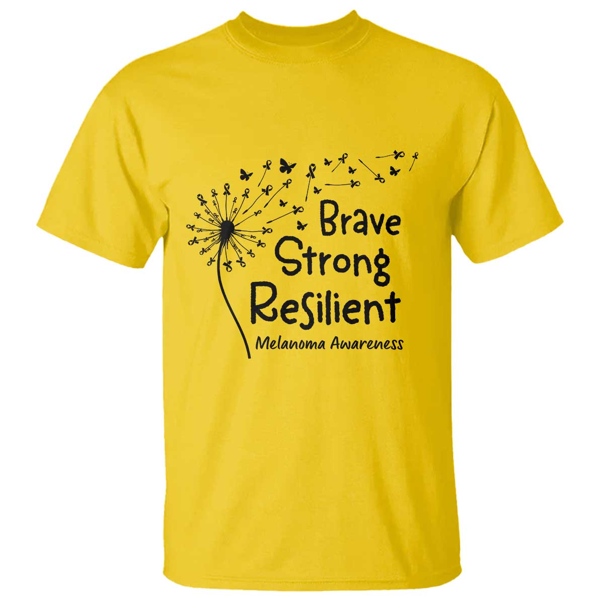Brave Strong Resilient T Shirt Melanoma Warrior Dandelion Gift
