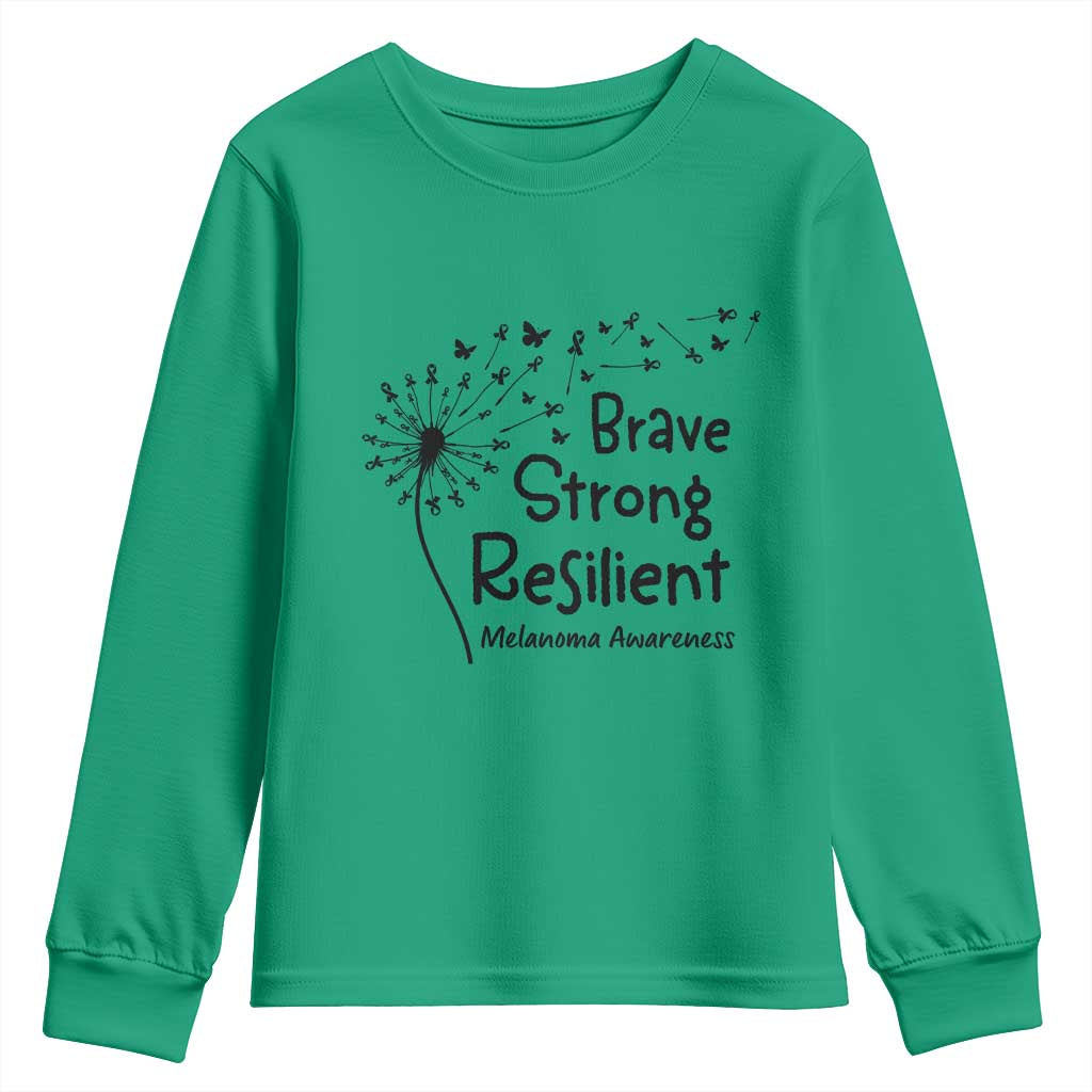 Brave Strong Resilient Youth Sweatshirt Melanoma Warrior Dandelion Gift