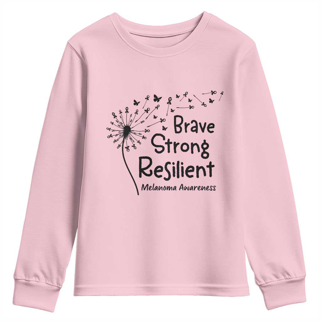 Brave Strong Resilient Youth Sweatshirt Melanoma Warrior Dandelion Gift
