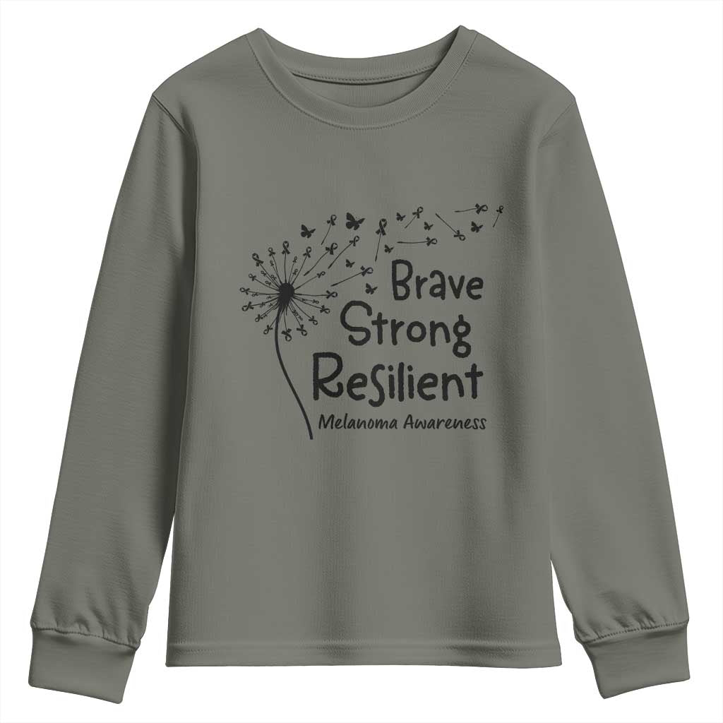 Brave Strong Resilient Youth Sweatshirt Melanoma Warrior Dandelion Gift