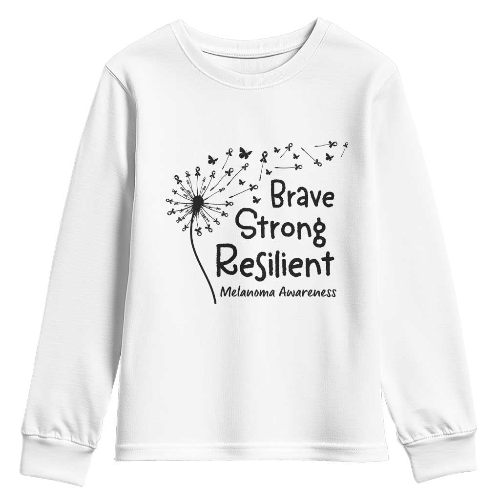 Brave Strong Resilient Youth Sweatshirt Melanoma Warrior Dandelion Gift