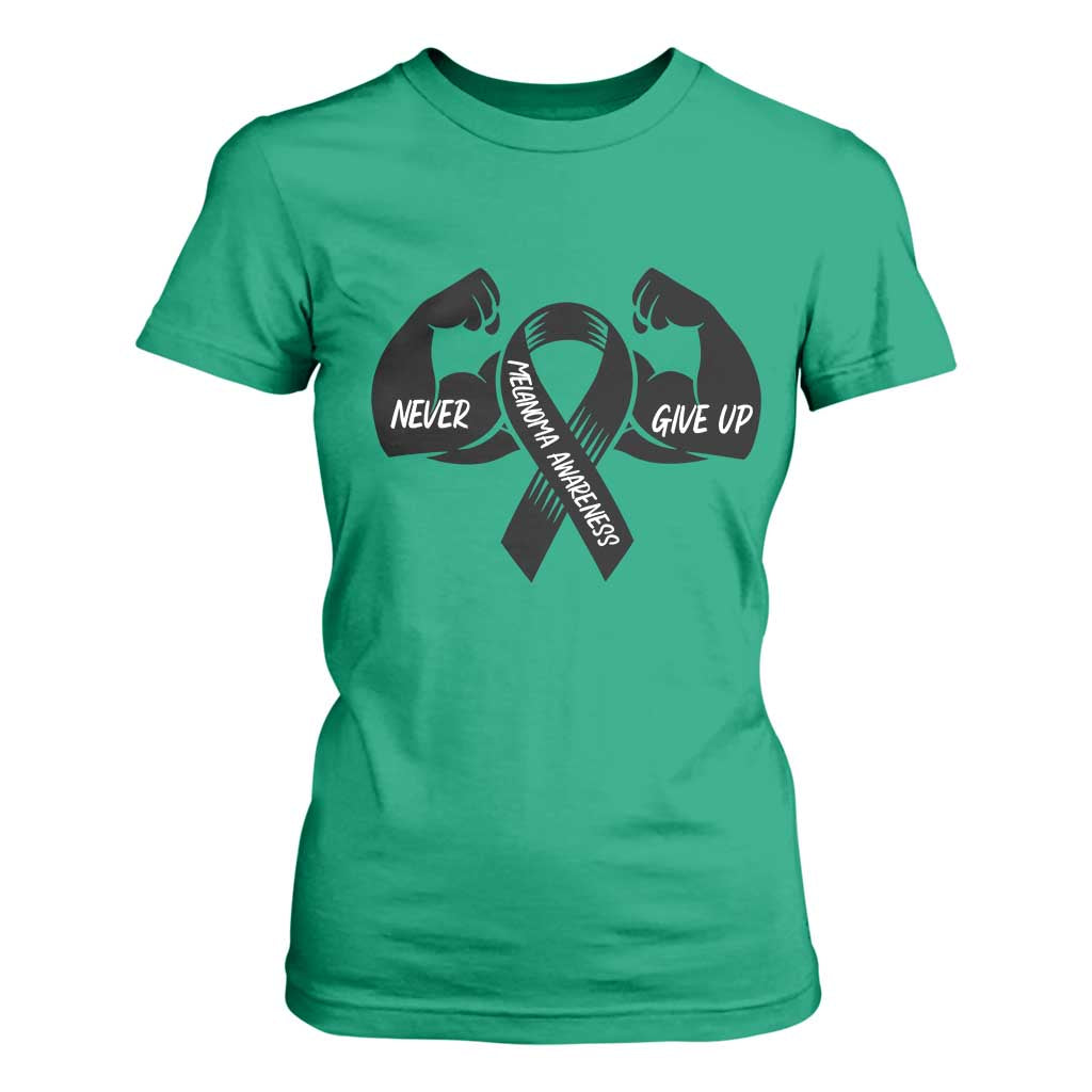 Melanoma Warrior T Shirt For Women Never Give Up