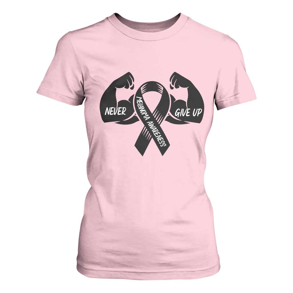 Melanoma Warrior T Shirt For Women Never Give Up