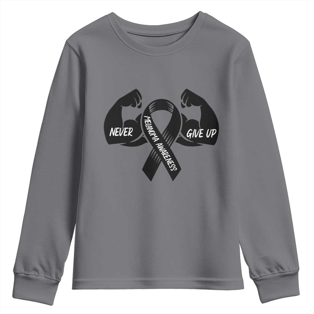 Melanoma Warrior Youth Sweatshirt Never Give Up