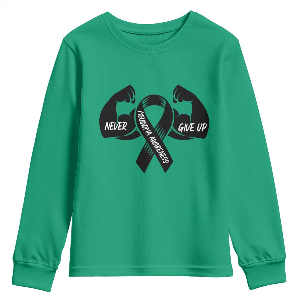 Melanoma Warrior Youth Sweatshirt Never Give Up