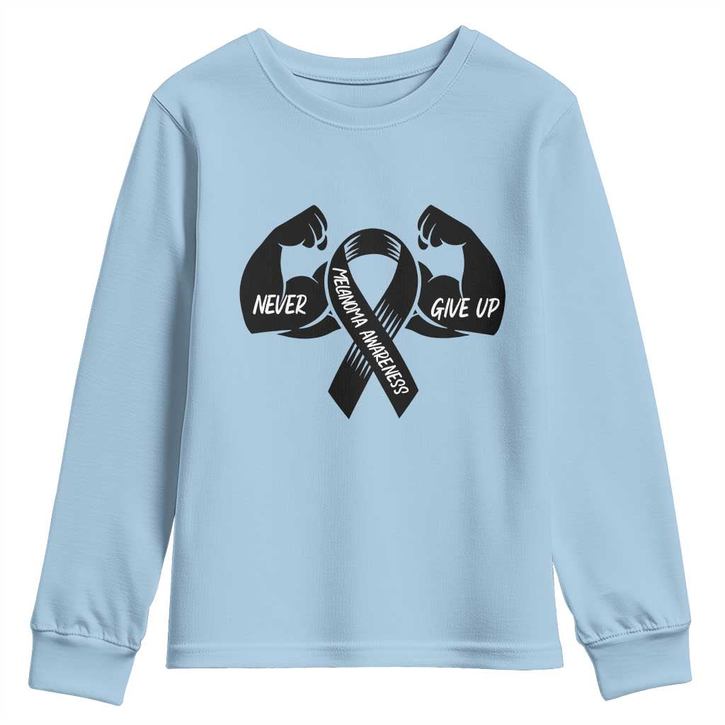 Melanoma Warrior Youth Sweatshirt Never Give Up