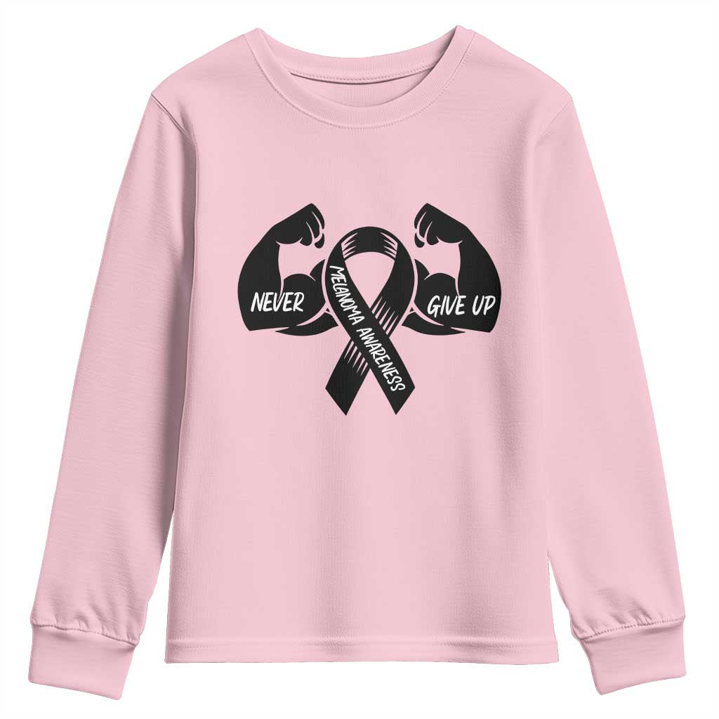 Melanoma Warrior Youth Sweatshirt Never Give Up
