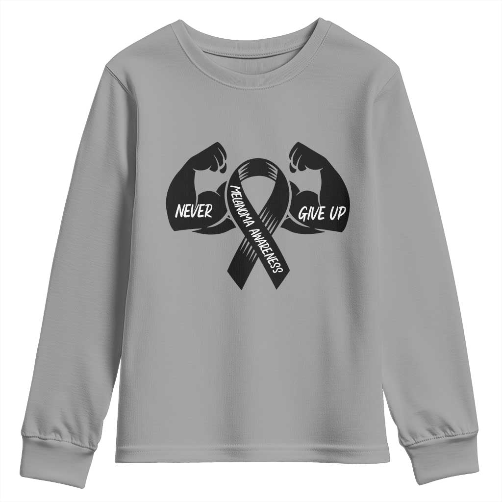 Melanoma Warrior Youth Sweatshirt Never Give Up
