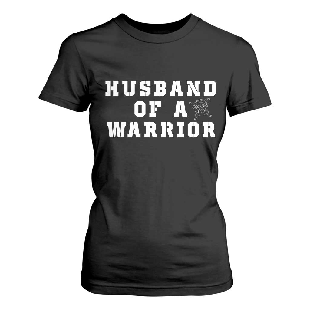 Husband Of A Warrior T Shirt For Women Melanoma Wife Support