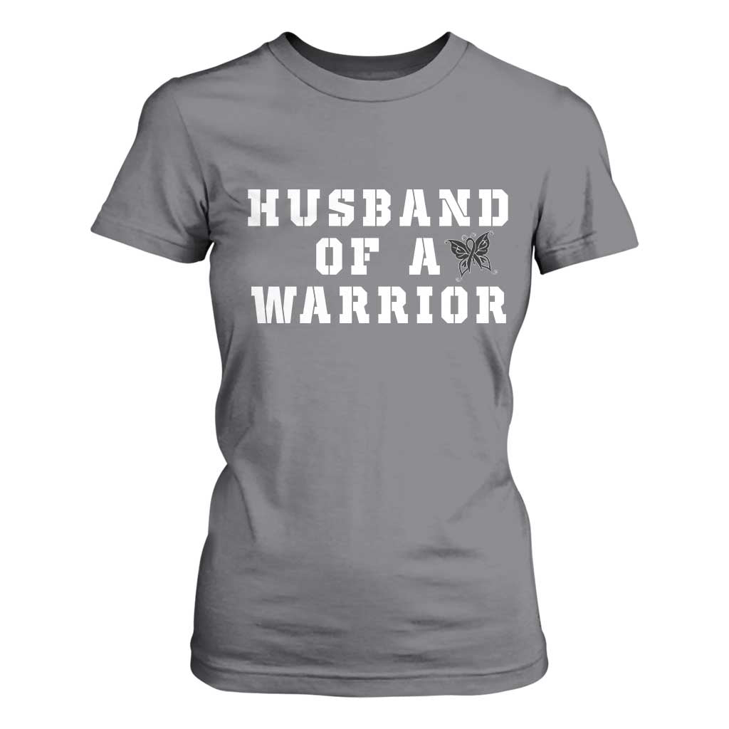 Husband Of A Warrior T Shirt For Women Melanoma Wife Support