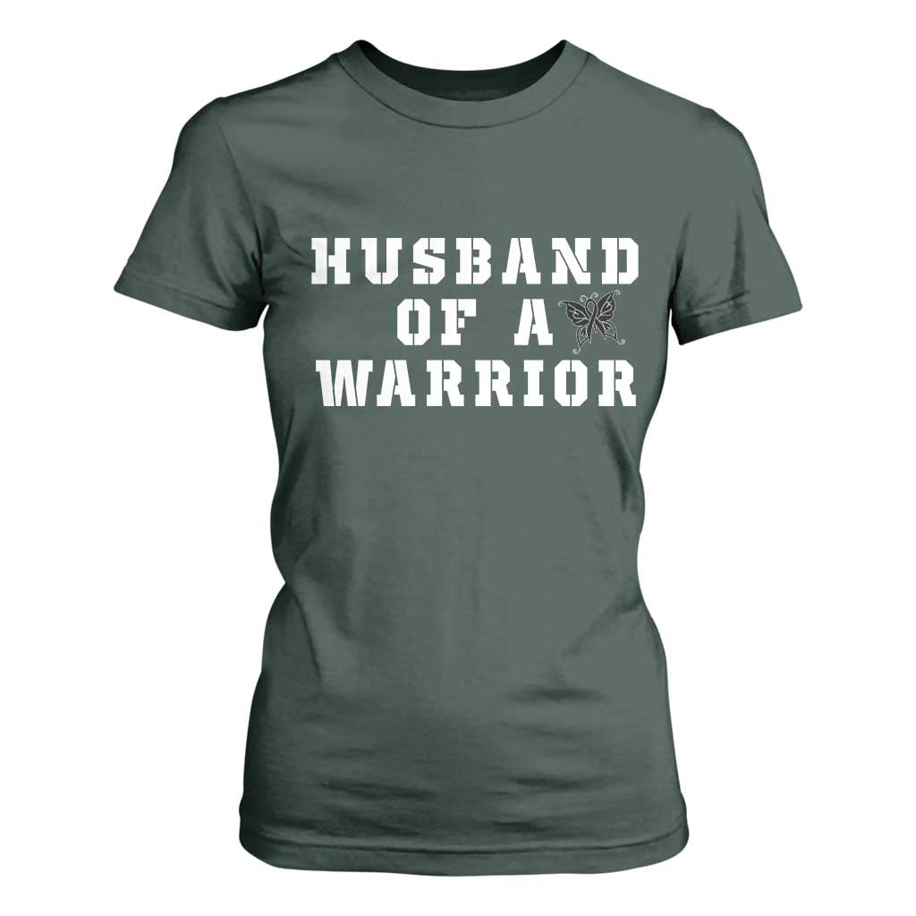 Husband Of A Warrior T Shirt For Women Melanoma Wife Support