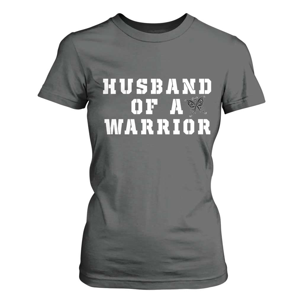Husband Of A Warrior T Shirt For Women Melanoma Wife Support