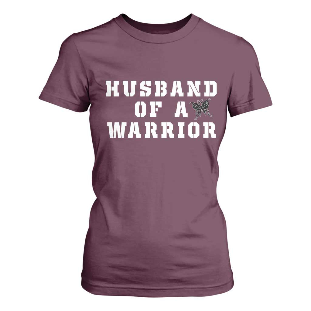 Husband Of A Warrior T Shirt For Women Melanoma Wife Support