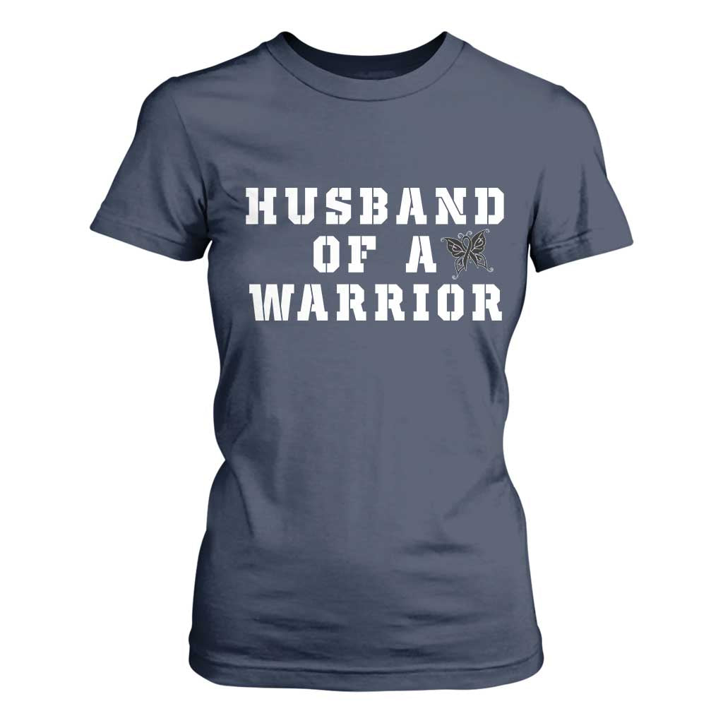 Husband Of A Warrior T Shirt For Women Melanoma Wife Support