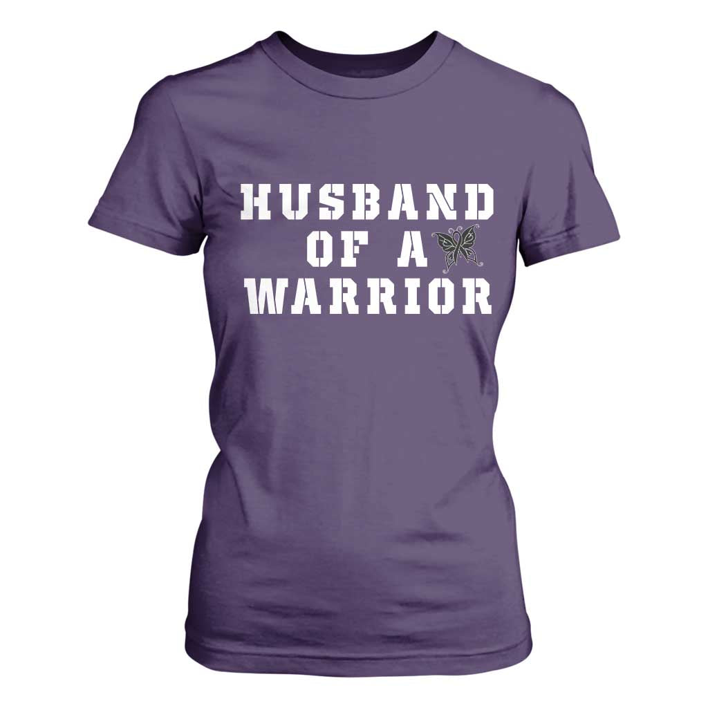 Husband Of A Warrior T Shirt For Women Melanoma Wife Support