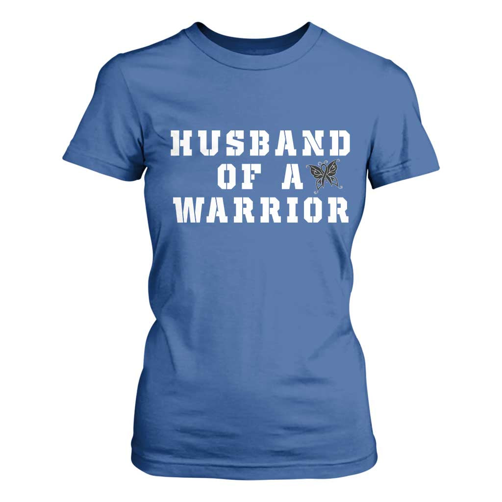 Husband Of A Warrior T Shirt For Women Melanoma Wife Support