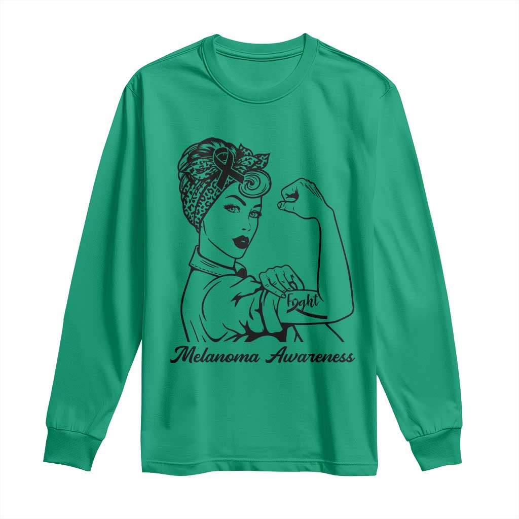Melanoma Support Strong Woman Long Sleeve Shirt Feminist Warrior