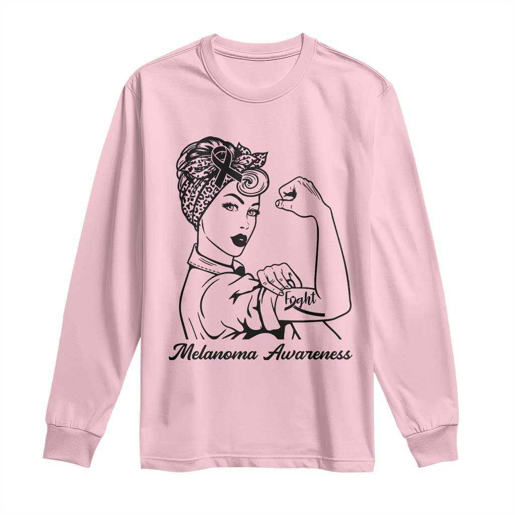 Melanoma Support Strong Woman Long Sleeve Shirt Feminist Warrior