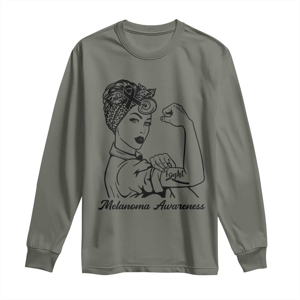 Melanoma Support Strong Woman Long Sleeve Shirt Feminist Warrior