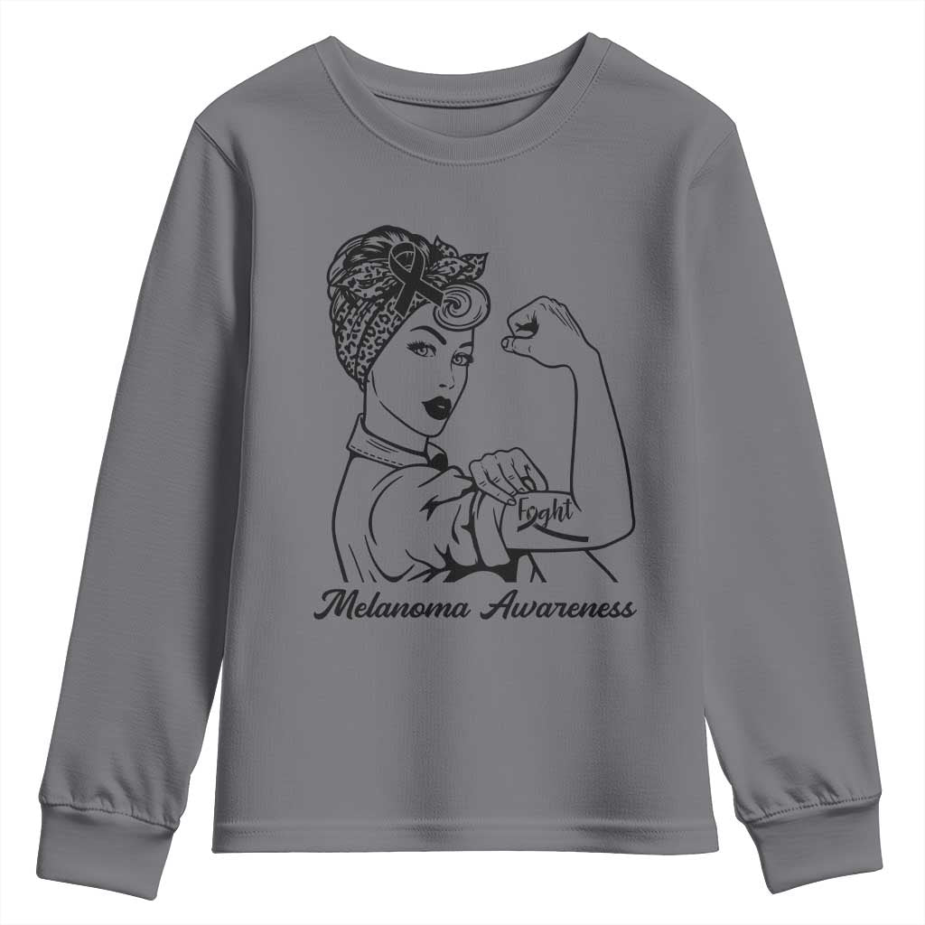 Melanoma Support Strong Woman Youth Sweatshirt Feminist Warrior