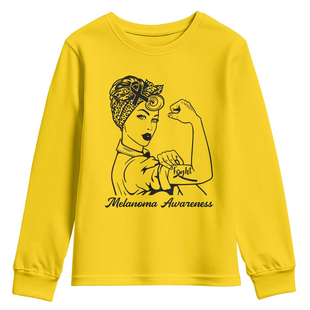 Melanoma Support Strong Woman Youth Sweatshirt Feminist Warrior