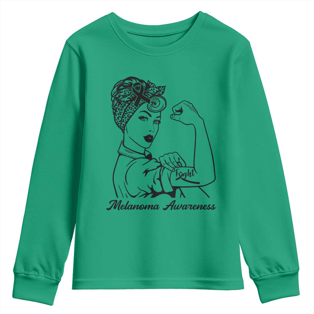 Melanoma Support Strong Woman Youth Sweatshirt Feminist Warrior