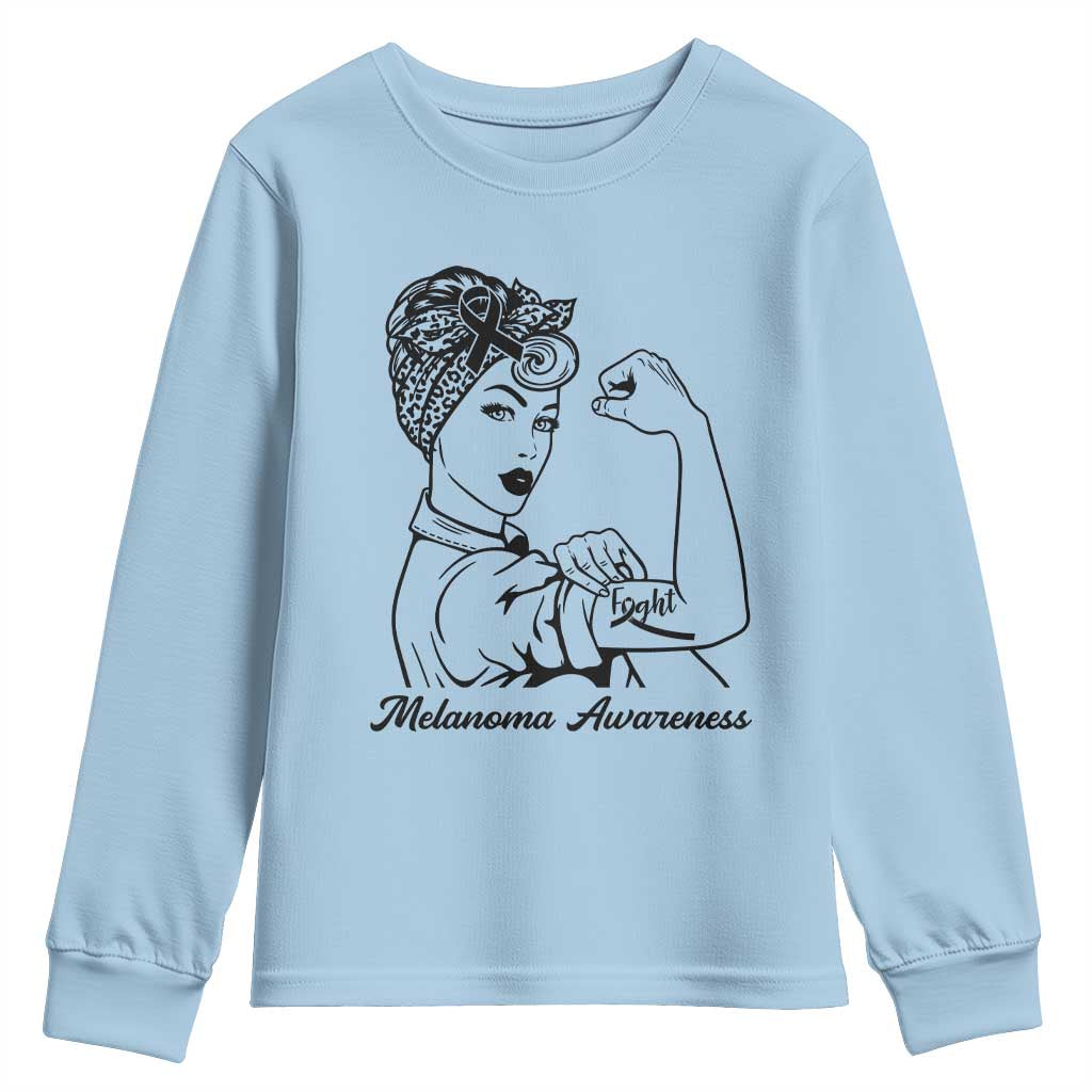 Melanoma Support Strong Woman Youth Sweatshirt Feminist Warrior