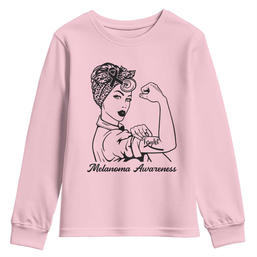 Melanoma Support Strong Woman Youth Sweatshirt Feminist Warrior