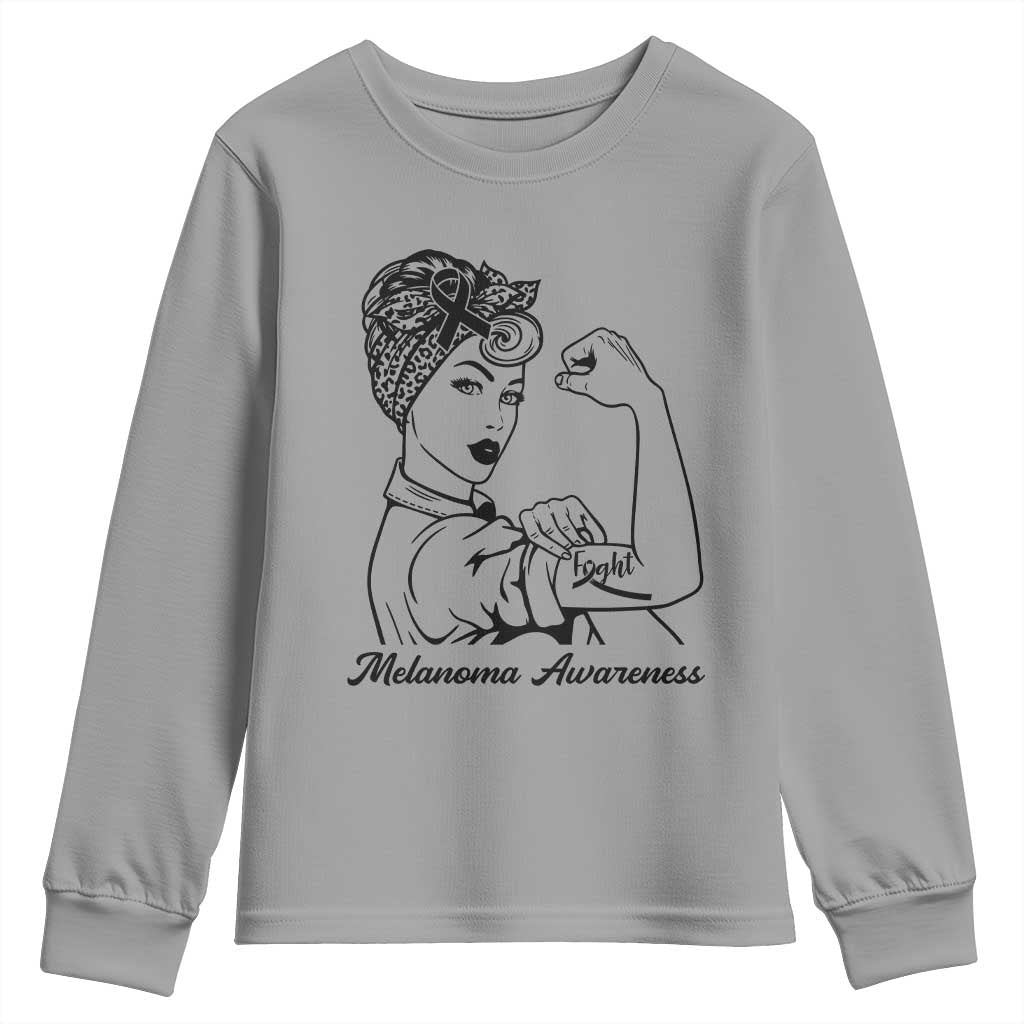 Melanoma Support Strong Woman Youth Sweatshirt Feminist Warrior