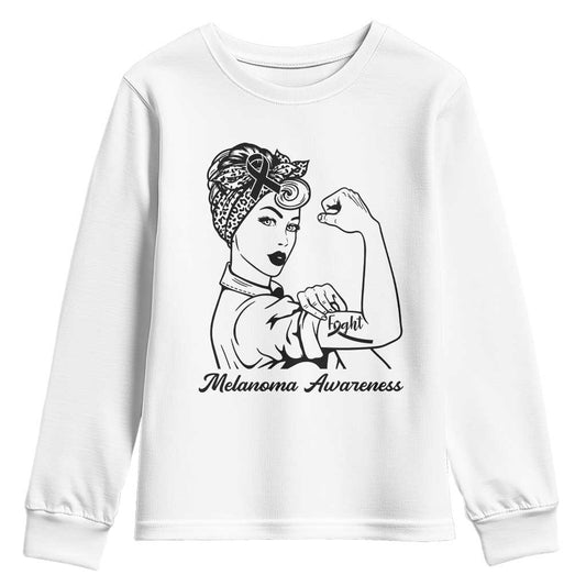 Melanoma Support Strong Woman Youth Sweatshirt Feminist Warrior