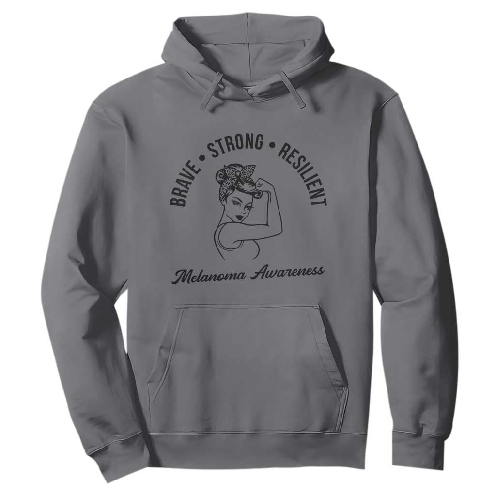 Melanoma Support Strong Woman Hoodie Brave Strong Resilient Warrior