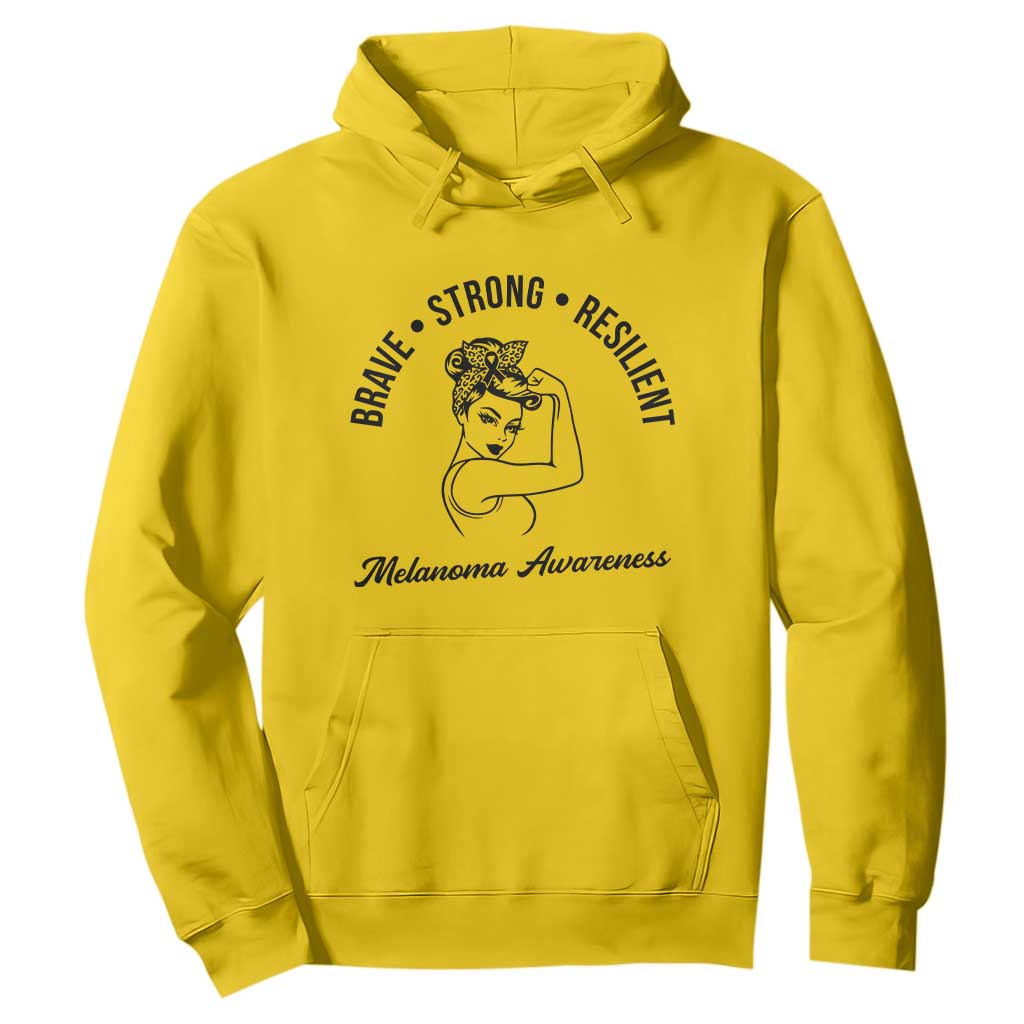 Melanoma Support Strong Woman Hoodie Brave Strong Resilient Warrior