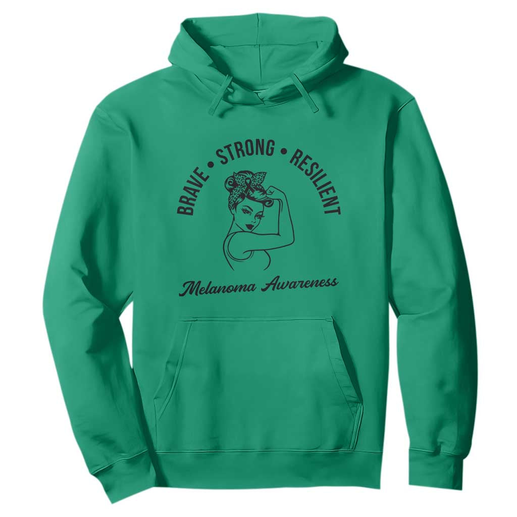 Melanoma Support Strong Woman Hoodie Brave Strong Resilient Warrior