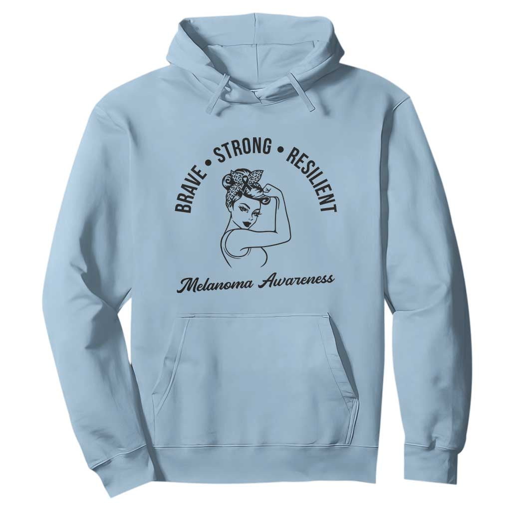 Melanoma Support Strong Woman Hoodie Brave Strong Resilient Warrior