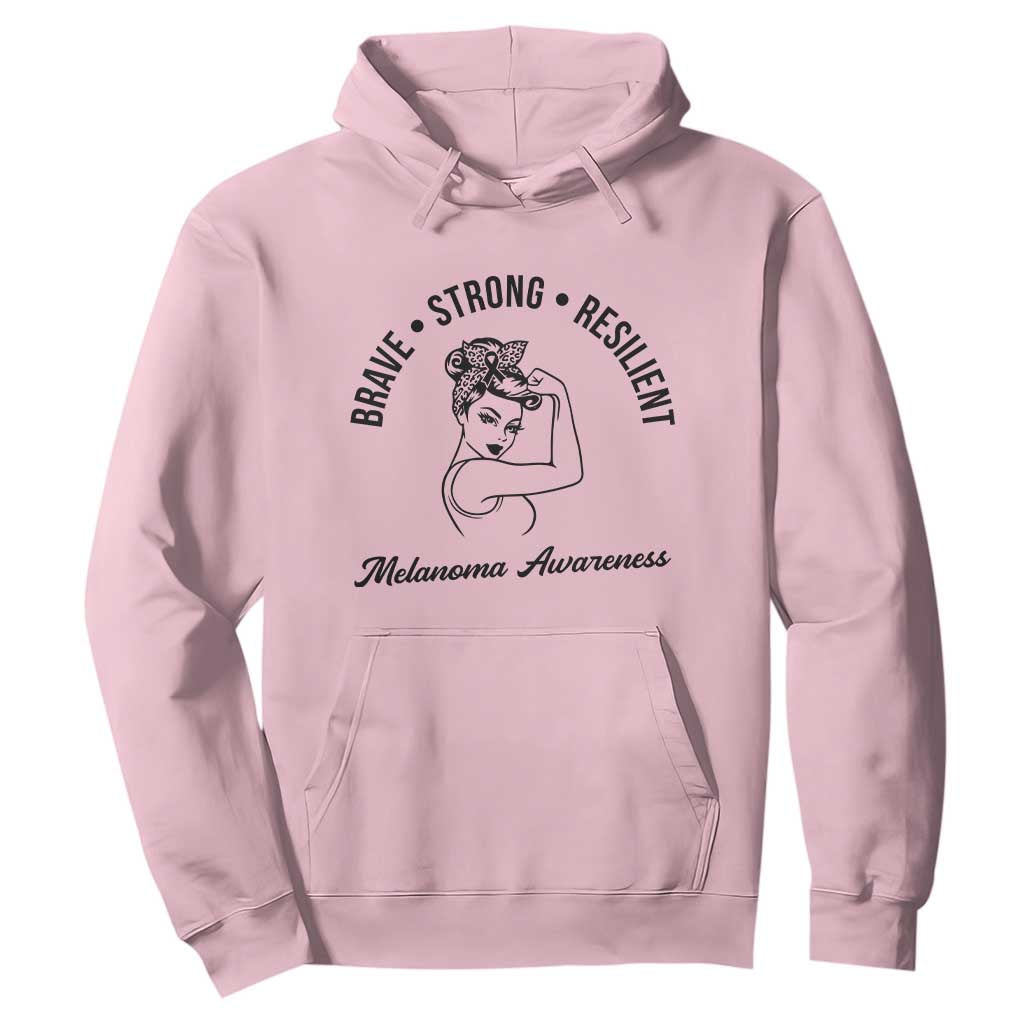 Melanoma Support Strong Woman Hoodie Brave Strong Resilient Warrior