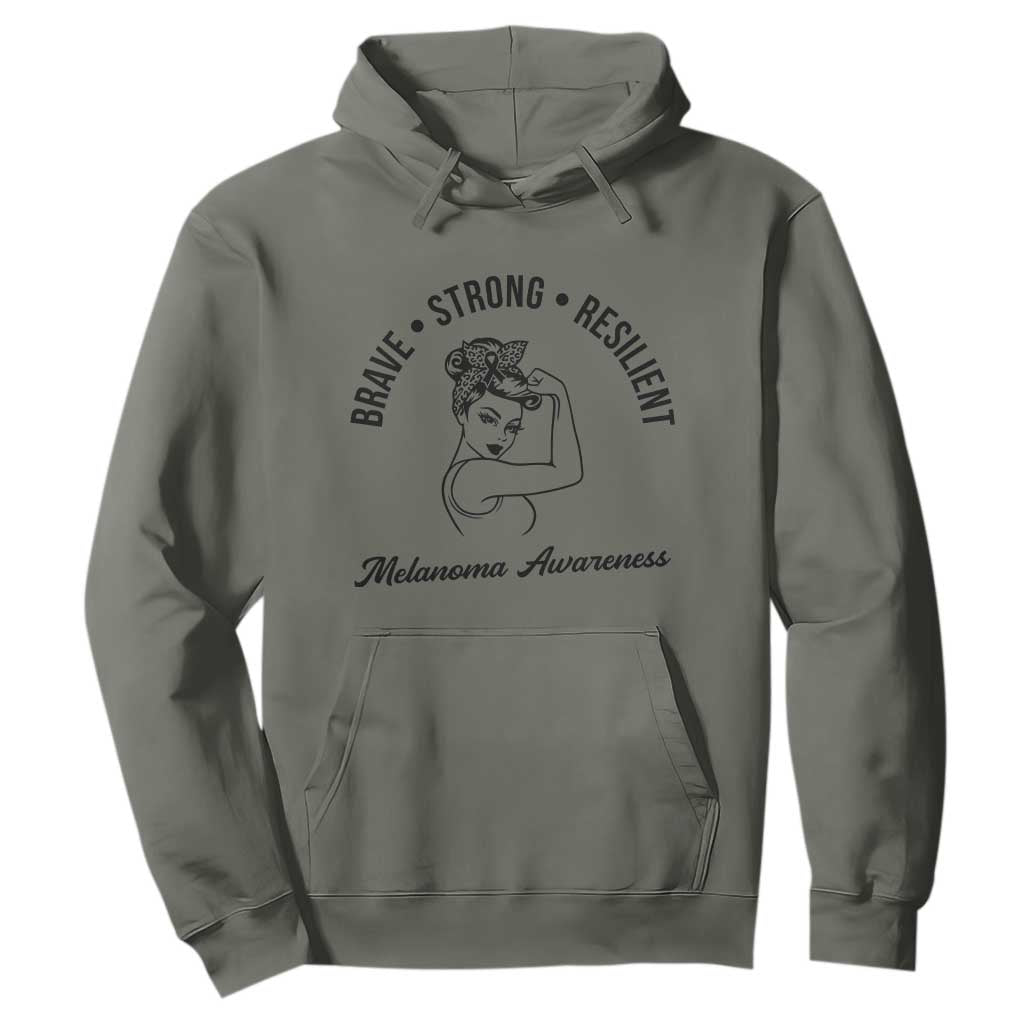 Melanoma Support Strong Woman Hoodie Brave Strong Resilient Warrior