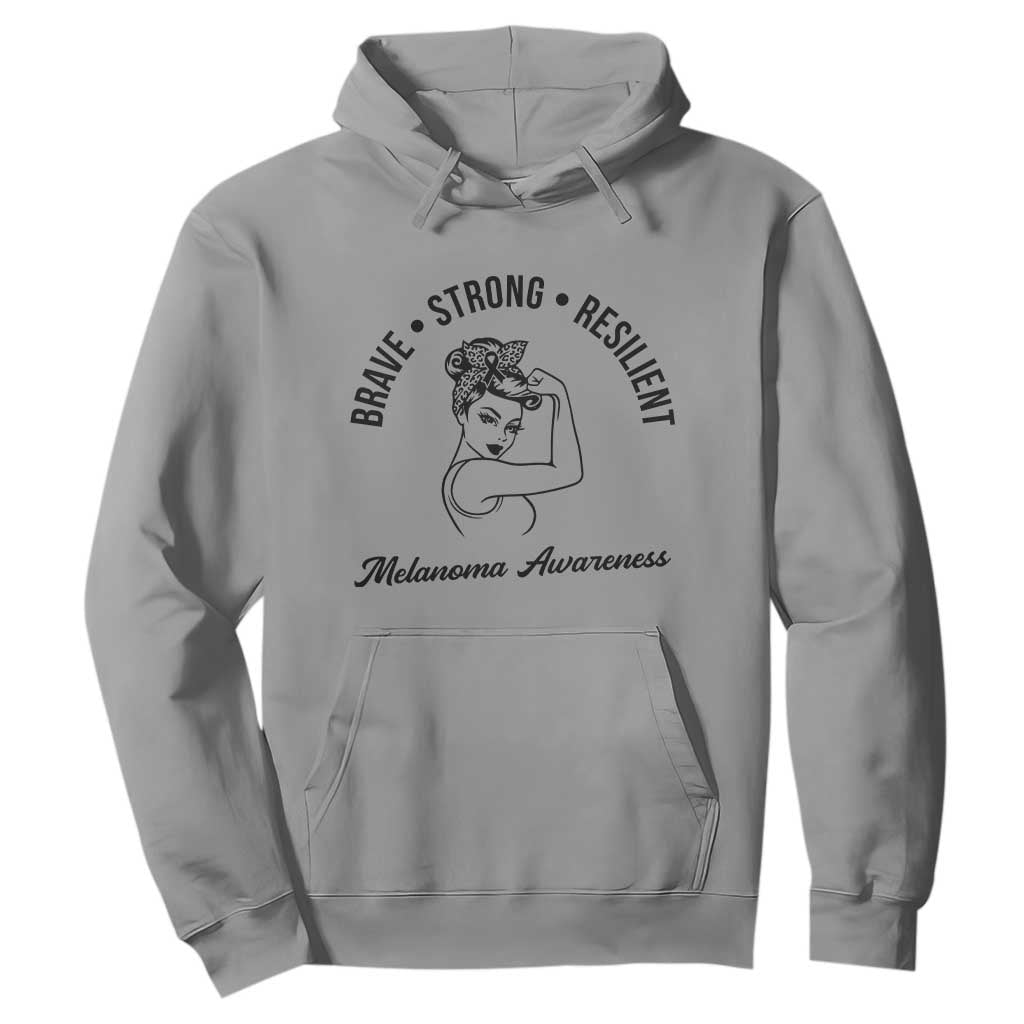Melanoma Support Strong Woman Hoodie Brave Strong Resilient Warrior